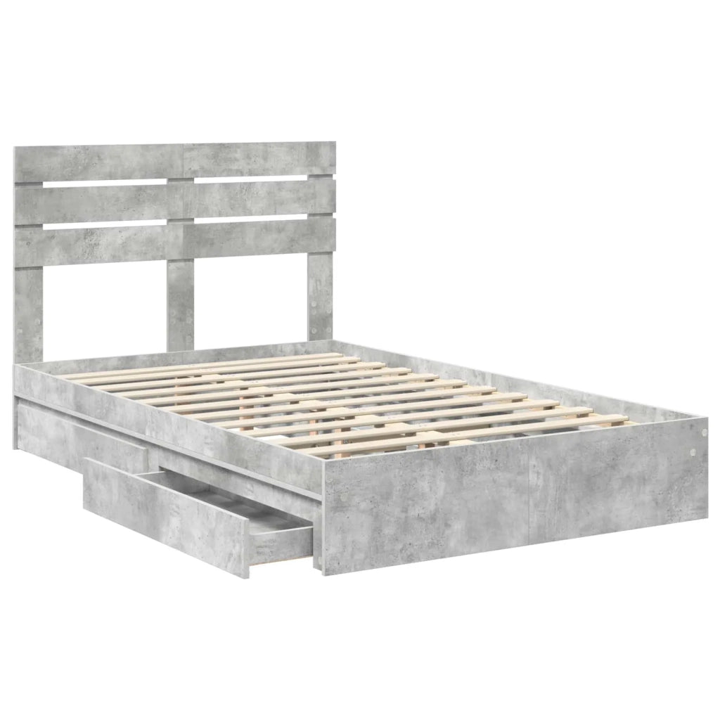 Letto con Contenitore con testiera Grigio cemento 135 x 190 cm 3411576