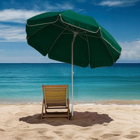 Ombrellone da Mare 200 cm Verde con Palo in Alluminio 8 Ribs e Borsa Trasporto