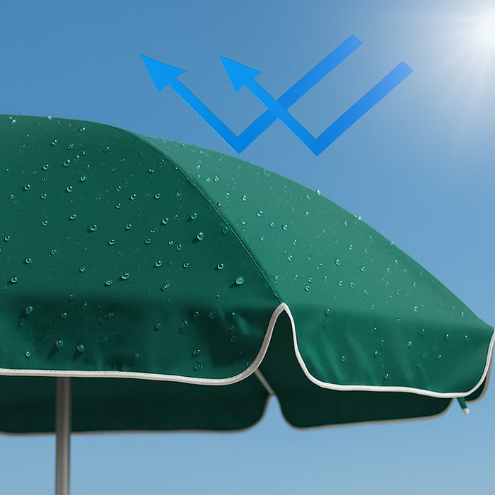 Ombrellone da Mare 200 cm Verde con Palo in Alluminio 8 Ribs e Borsa Trasporto