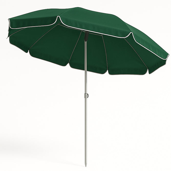Ombrellone da Mare 200 cm Verde con Palo in Alluminio 8 Ribs e Borsa Trasporto