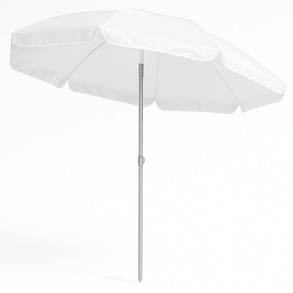 Ombrellone da Mare 200 cm Bianco con Palo in Alluminio 8 Ribs e Borsa Trasporto
