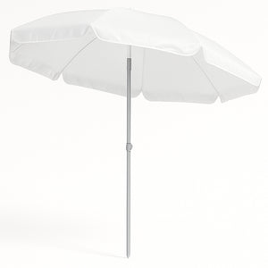 Ombrellone da Mare 200 cm Bianco con Palo in Alluminio 8 Ribs e Borsa Trasporto