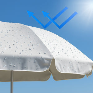 Ombrellone da Mare 200 cm Bianco con Palo in Alluminio 8 Ribs e Borsa Trasporto