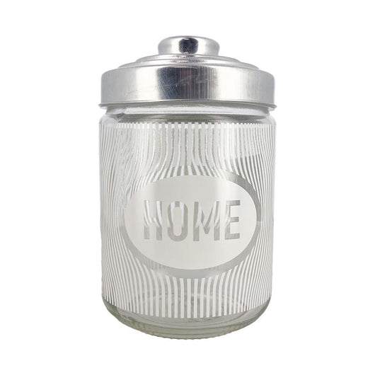 SET 3 BARATTOLI DUNE IN VETRO CON FANTASIA E SCRITTA HOME E TAPPO IN COLORAZIONE BIANCA 800 CC