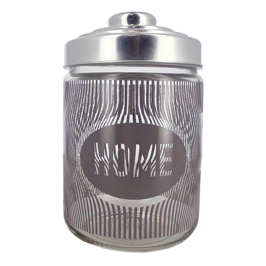 SET 3 BARATTOLI DUNE IN VETRO CON FANTASIA E SCRITTA HOME COLORE GRIGIO CON TAPPO 800 CC