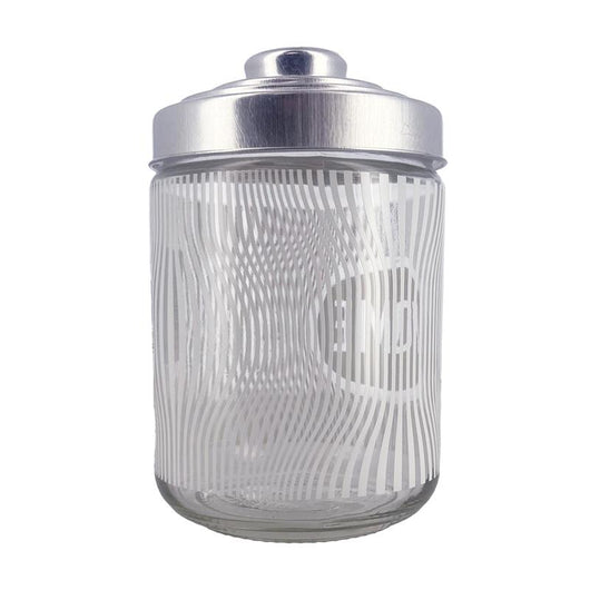 SET 3 BARATTOLI DUNE IN VETRO CON FANTASIA E SCRITTA HOME IN COLORAZIONE BEIGE CON TAPPO 800 CC