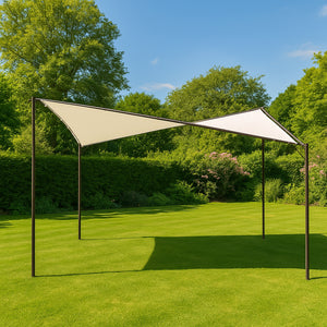 Gazebo a Vela da Giardino Esterno Bar 4x4 Metri Ecru Telo Copertura Farfalla