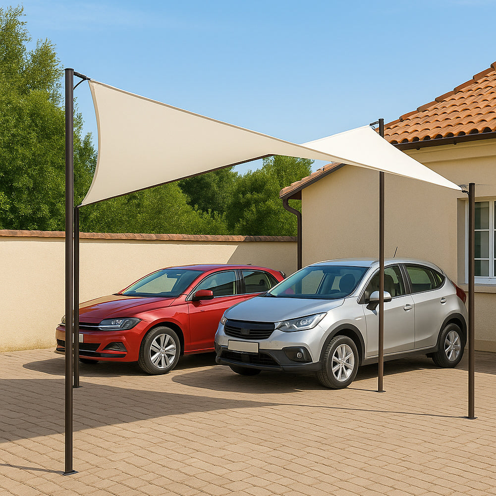 Gazebo a Vela da Giardino Esterno Bar 4x4 Metri Ecru Telo Copertura Farfalla