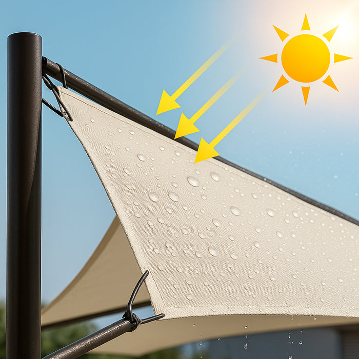 Gazebo a Vela da Giardino Esterno Bar 4x4 Metri Ecru Telo Copertura Farfalla