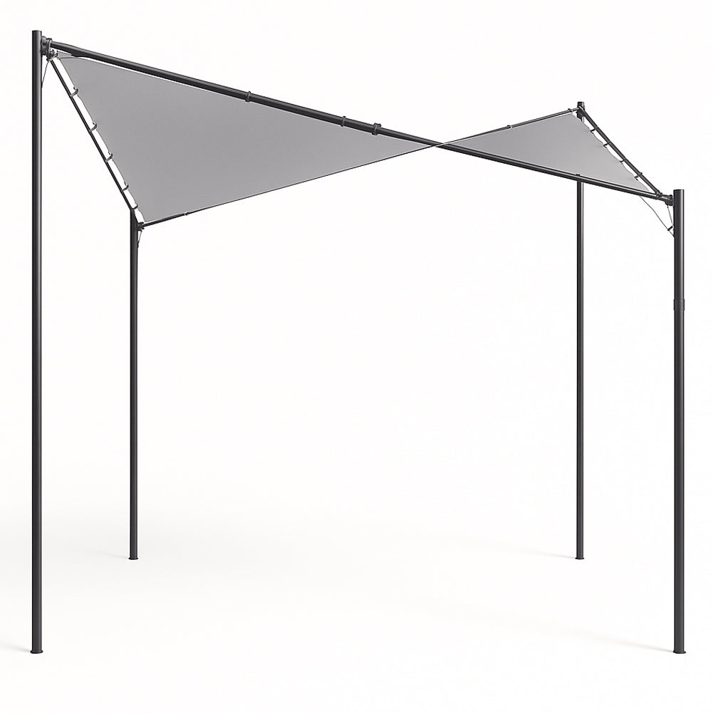 Gazebo a Vela da Giardino Esterno Bar 4x4 Metri Grigio Telo Copertura Farfalla