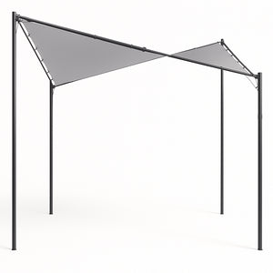 Gazebo a Vela da Giardino Esterno Bar 4x4 Metri Grigio Telo Copertura Farfalla