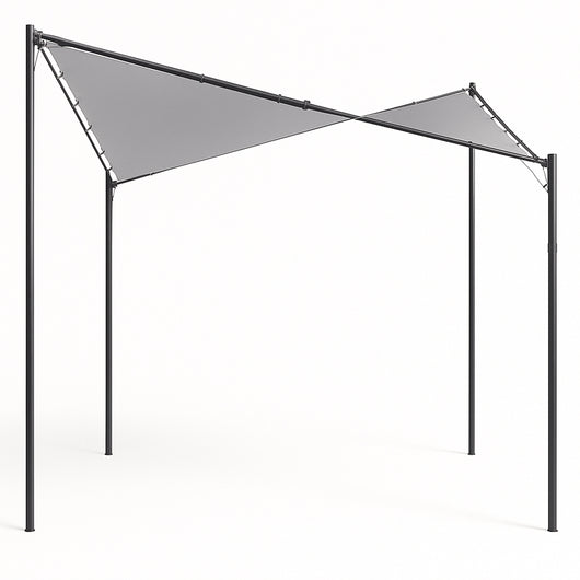 Gazebo a Vela da Giardino Esterno Bar 4x4 Metri Grigio Telo Copertura Farfalla
