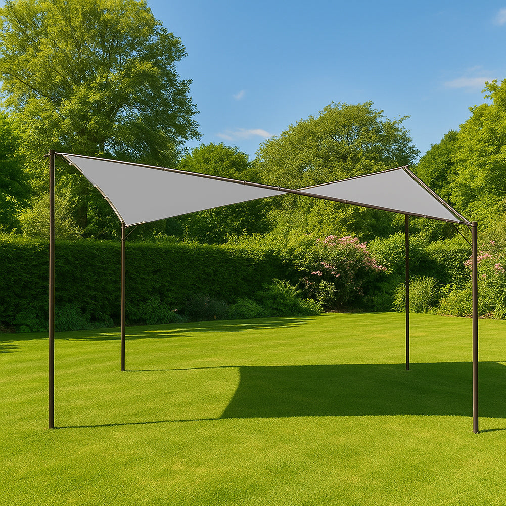 Gazebo a Vela da Giardino Esterno Bar 4x4 Metri Grigio Telo Copertura Farfalla