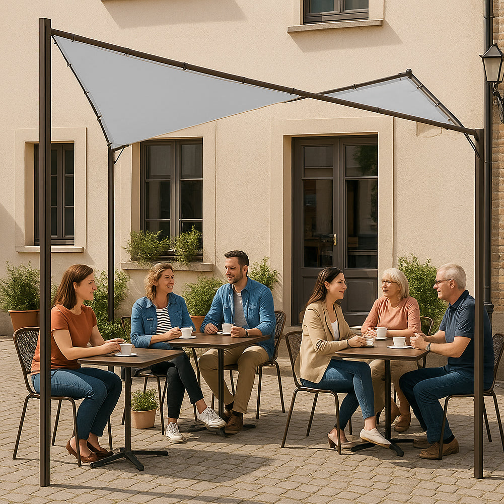 Gazebo a Vela da Giardino Esterno Bar 4x4 Metri Grigio Telo Copertura Farfalla