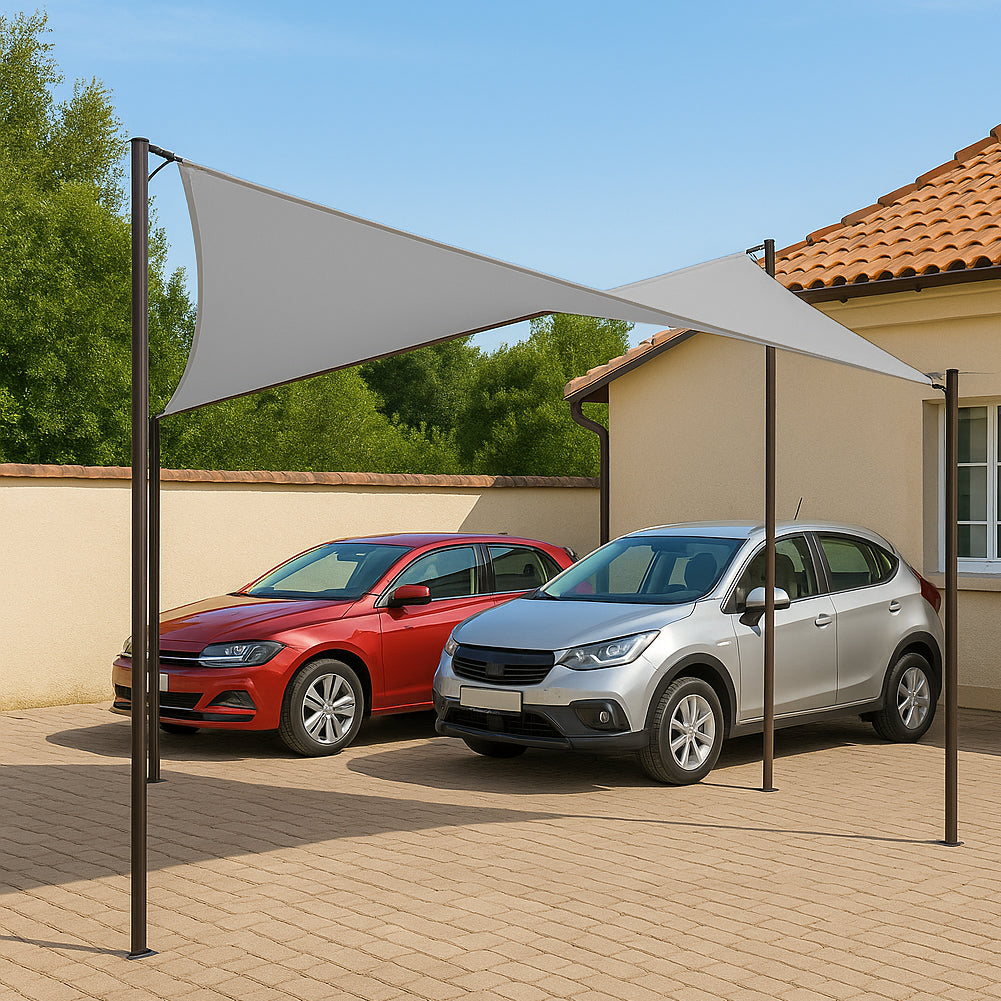 Gazebo a Vela da Giardino Esterno Bar 4x4 Metri Grigio Telo Copertura Farfalla