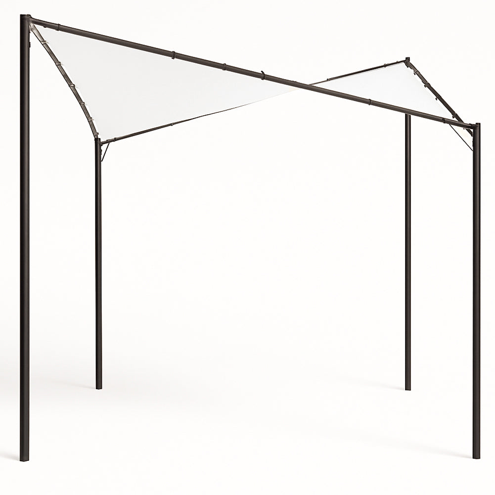 Gazebo a Vela da Giardino Esterno Bar 4x4 Metri Bianco Telo Copertura Farfalla
