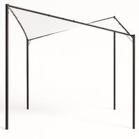 Gazebo a Vela da Giardino Esterno Bar 4x4 Metri Bianco Telo Copertura Farfalla