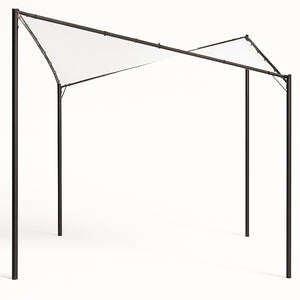 Gazebo a Vela da Giardino Esterno Bar 4x4 Metri Bianco Telo Copertura Farfalla