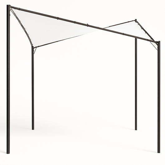 Gazebo a Vela da Giardino Esterno Bar 4x4 Metri Bianco Telo Copertura Farfalla