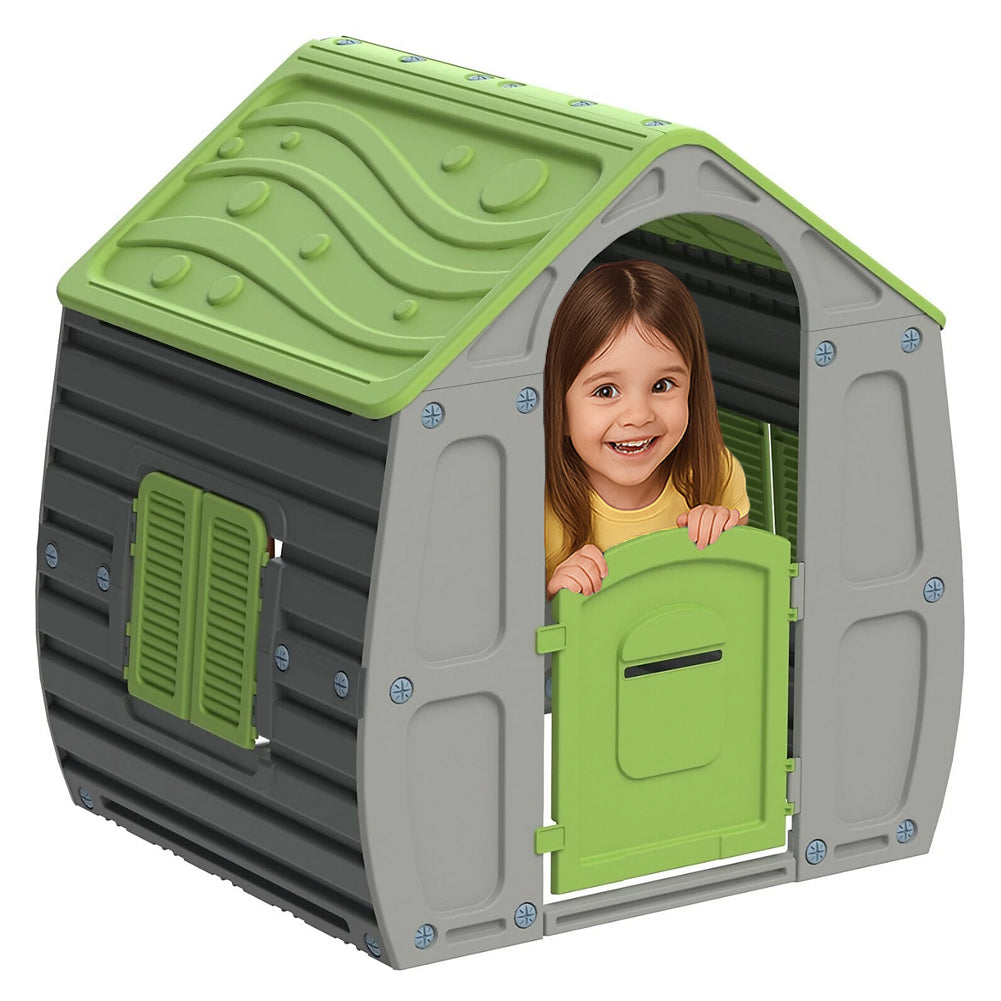 Casetta Casetta per Bambini in Plastica Verde per Interni e Esterni 102x90x109cm