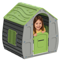 Casetta Casetta per Bambini in Plastica Verde per Interni e Esterni 102x90x109cm