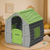 Casetta Casetta per Bambini in Plastica Verde per Interni e Esterni 102x90x109cm