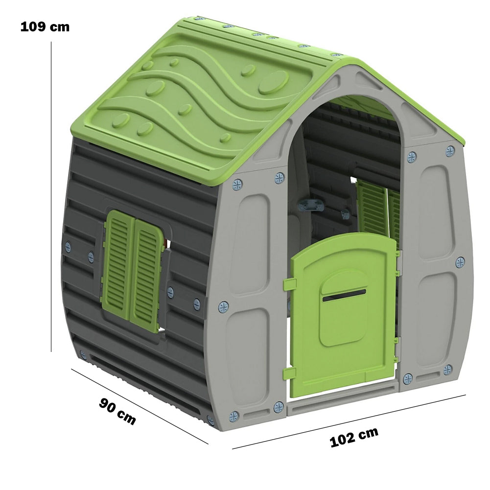 Casetta Casetta per Bambini in Plastica Verde per Interni e Esterni 102x90x109cm