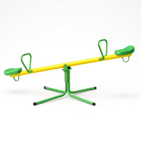Altalena Basculante per Bambini Giallo e Verde in Metallo per Esterno Giardino