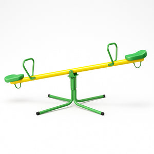 Altalena Basculante per Bambini Giallo e Verde in Metallo per Esterno Giardino