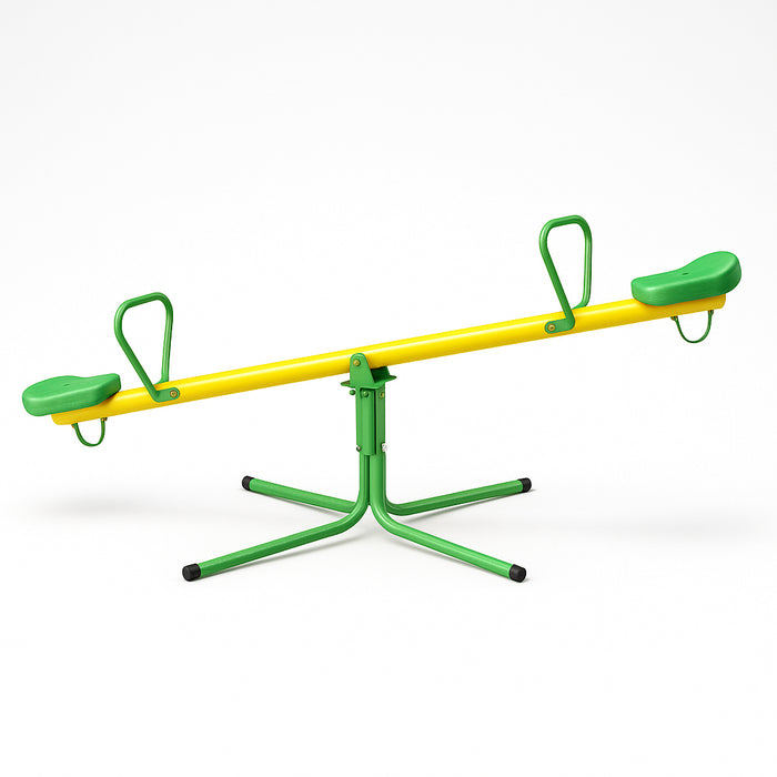 Altalena Basculante per Bambini Giallo e Verde in Metallo per Esterno Giardino