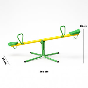 Altalena Basculante per Bambini Giallo e Verde in Metallo per Esterno Giardino