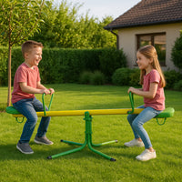 Altalena Basculante per Bambini Giallo e Verde in Metallo per Esterno Giardino