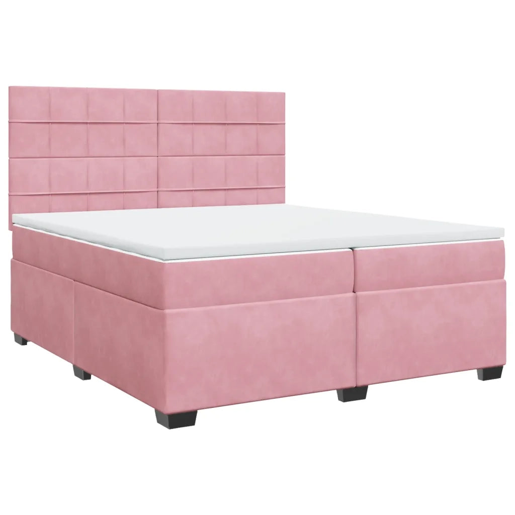 Giroletto a Molle con Materasso Rosa 200x200 cm in Velluto