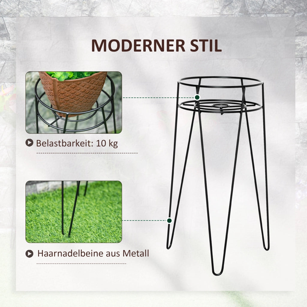 Set di 3 fioriere in metallo ¨C zephmum ¨C nero 23.5x30x42cm