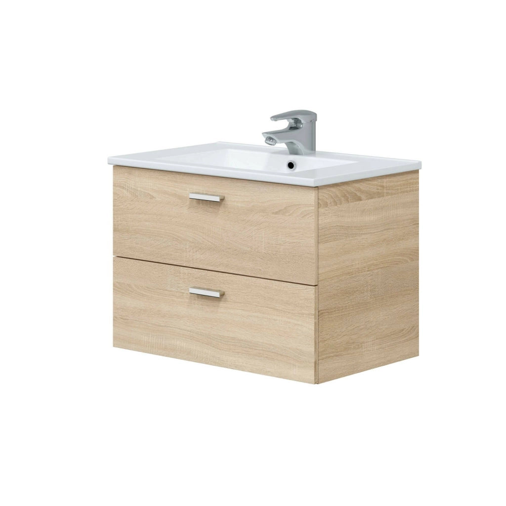 Mobile sottolavabo Tico, Mobiletto da bagno, Contenitore porta lavabo, Armadio per lavandino, 70x45 h50 cm, Rovere