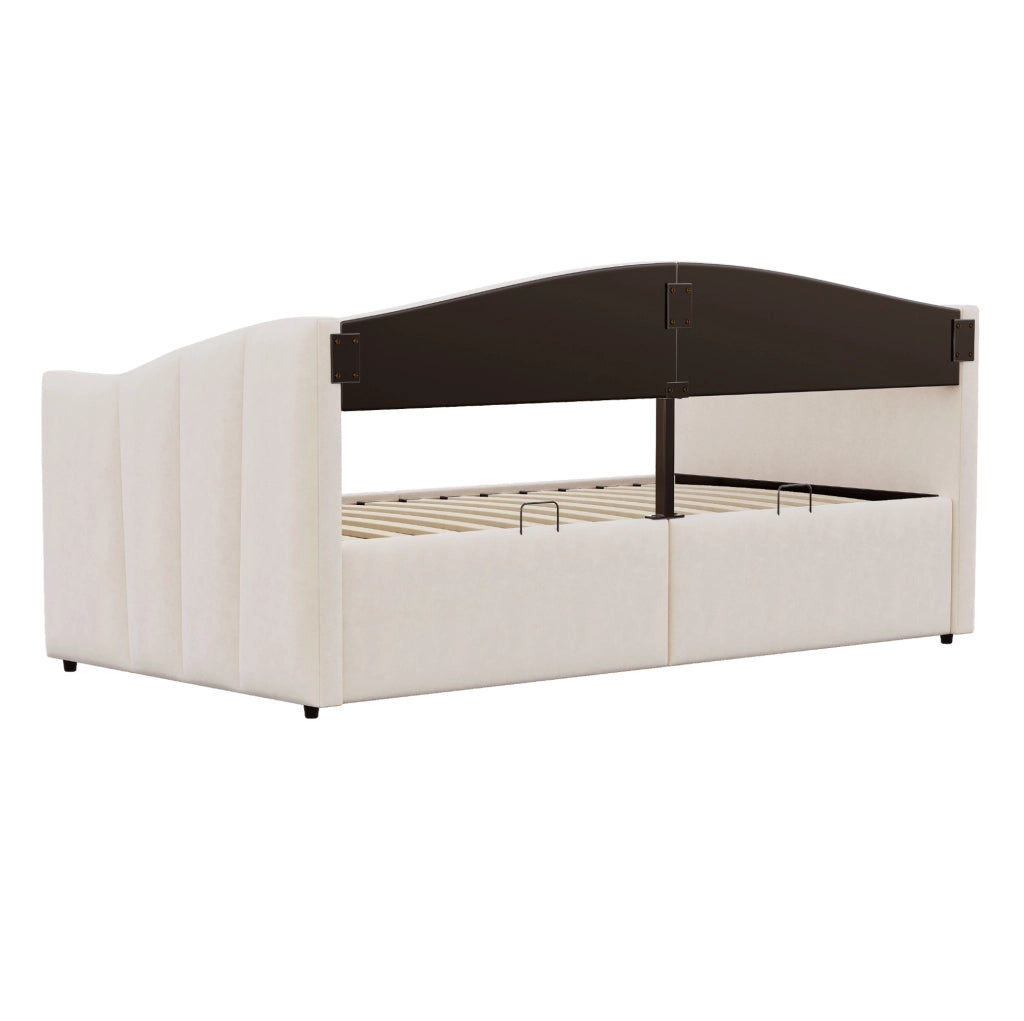 Letto singolo imbottito con contenitore idraulico 90x200 cm