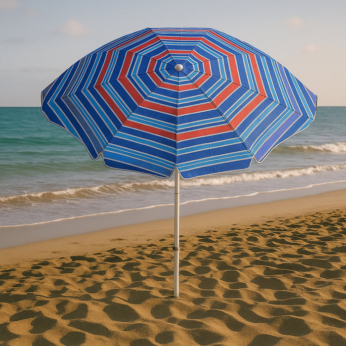 Ombrellone da Spiaggia Mare Diametro 240 cm Palo in Alluminio Colori Assortiti