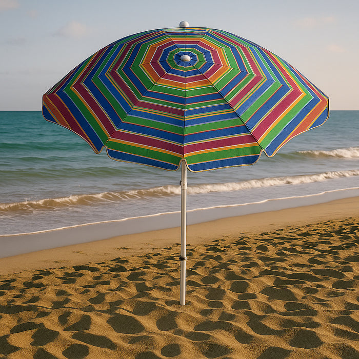 Ombrellone da Spiaggia Mare Diametro 240 cm Palo in Alluminio Colori Assortiti