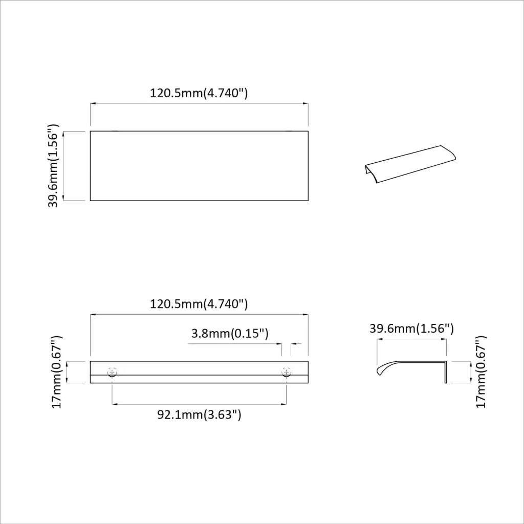Manico 12 pcs Nero 120 x 39.6 x 17 mm Alluminio 864696