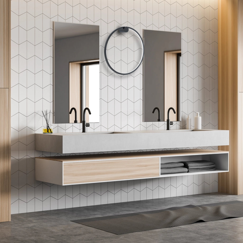Applique bagno ad anello Ø50 nero LED 25W Milagro