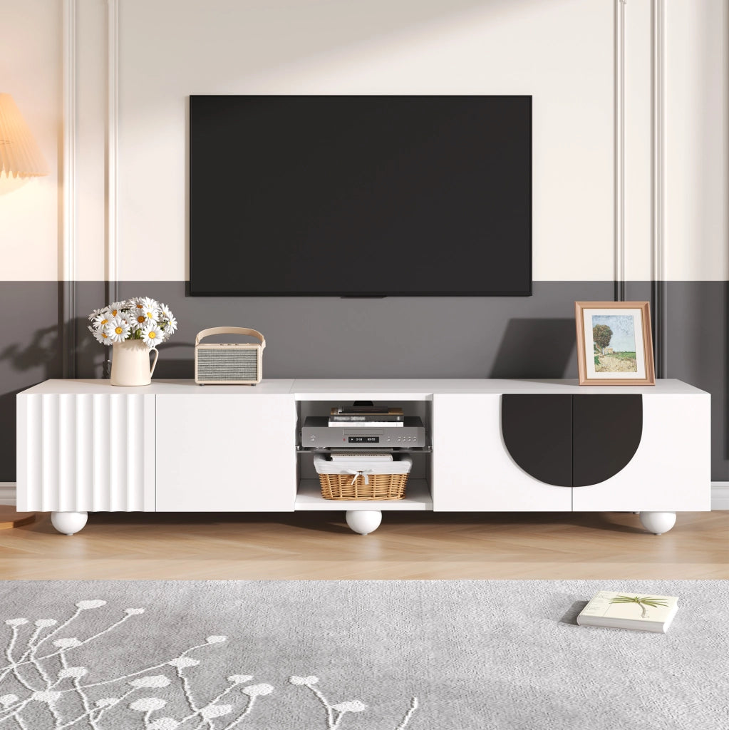 Mobile TV 180x40x41,5 cm bianco MDF con vano aperto e ante push to open