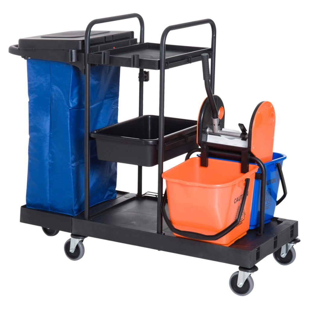CARRELLO PER PULIZIA Professionale 111x63,3x103 cm Metallo Nero
