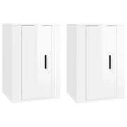 Mobile TV multimediale da parete mensola TV credenza TV per sala da pranzo soggiorno camera da letto 2 pezzi lucido 40 x 34,5 x 60 cm bianco 02_0028948
