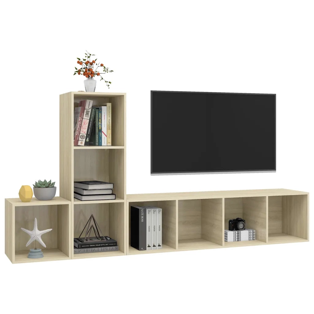 Set Porta TV 3 pz Rovere Sonoma in Truciolato cod mxl 18630