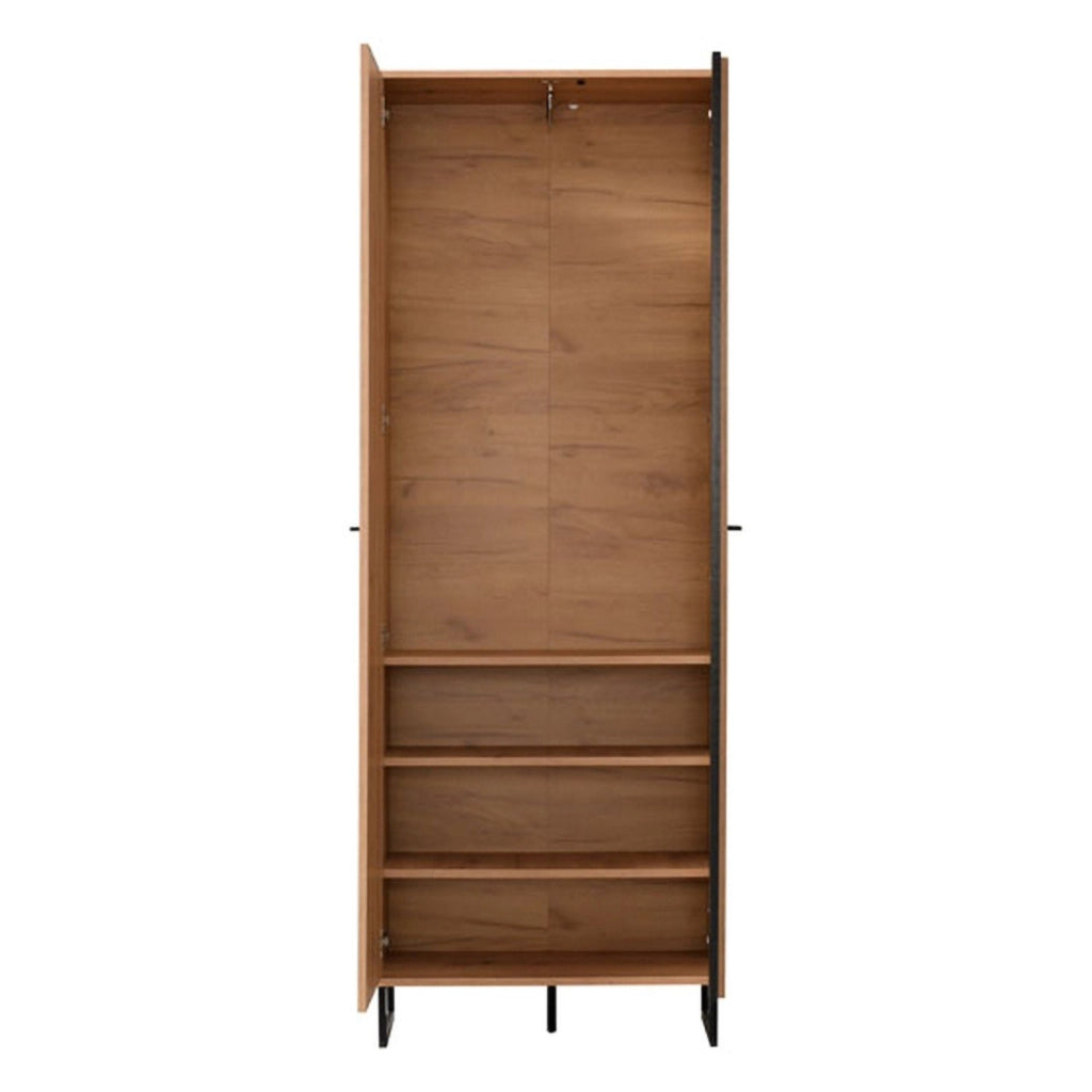 Armadio Camera da Letto Seriate, Guardaroba 2 Ante Appendiabiti, 70.5x194.5h cm Marrone Rovere Nodi