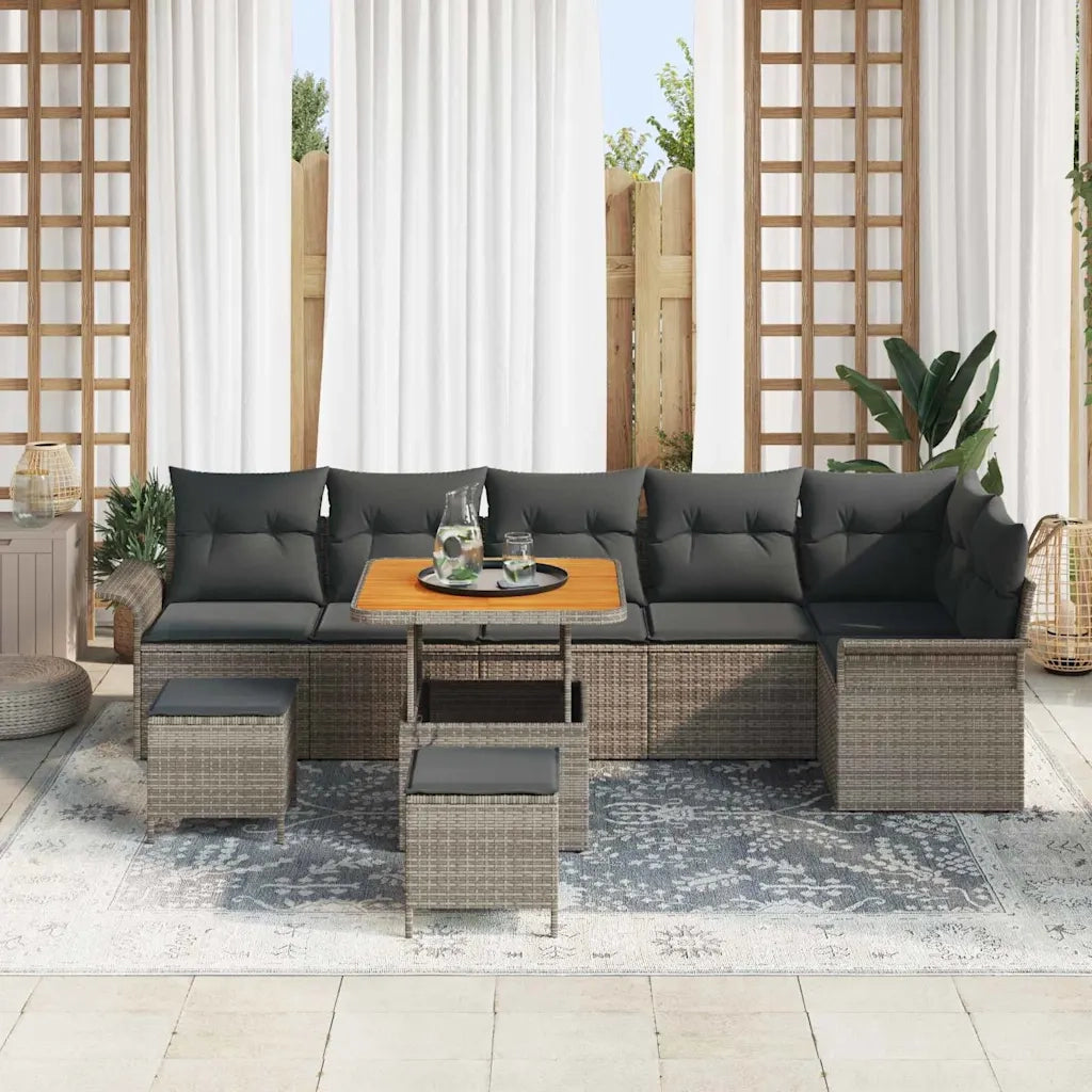 Set Divano da Giardino con cuscino 9 pcs Grigio polyrattan 3362153