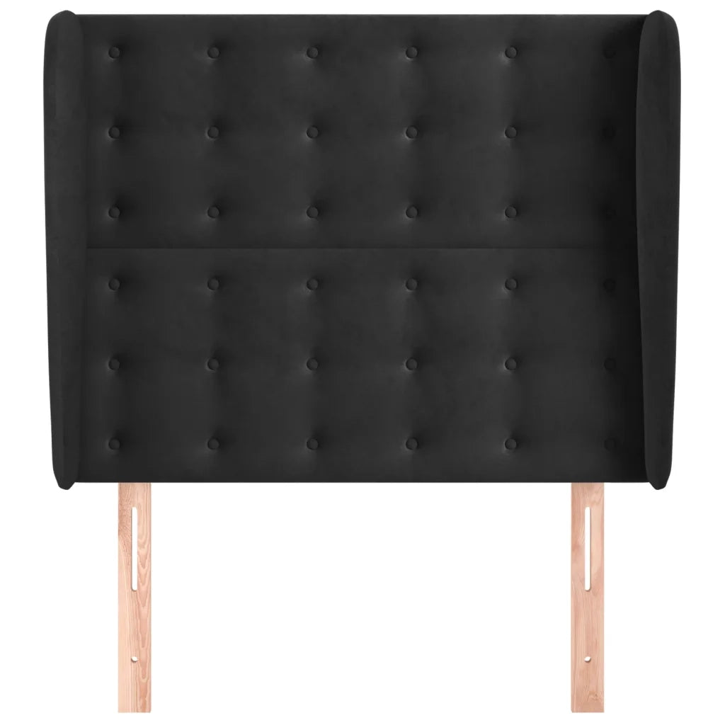 Testiera ad Orecchio Nera 83x23x118/128 cm in Velluto 3118422