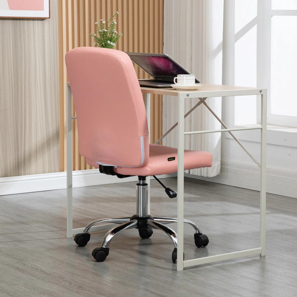 Sedia da ufficio senza braccioli girevole in similpelle con altezza regolabile ¨C zephmum ¨C 45x59x90-100 cm rosa