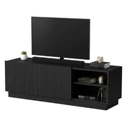 Mobile porta TV Finita, Madia da salotto con due ante battenti, Design minimal e moderno, 150x40 h48 cm, Nero