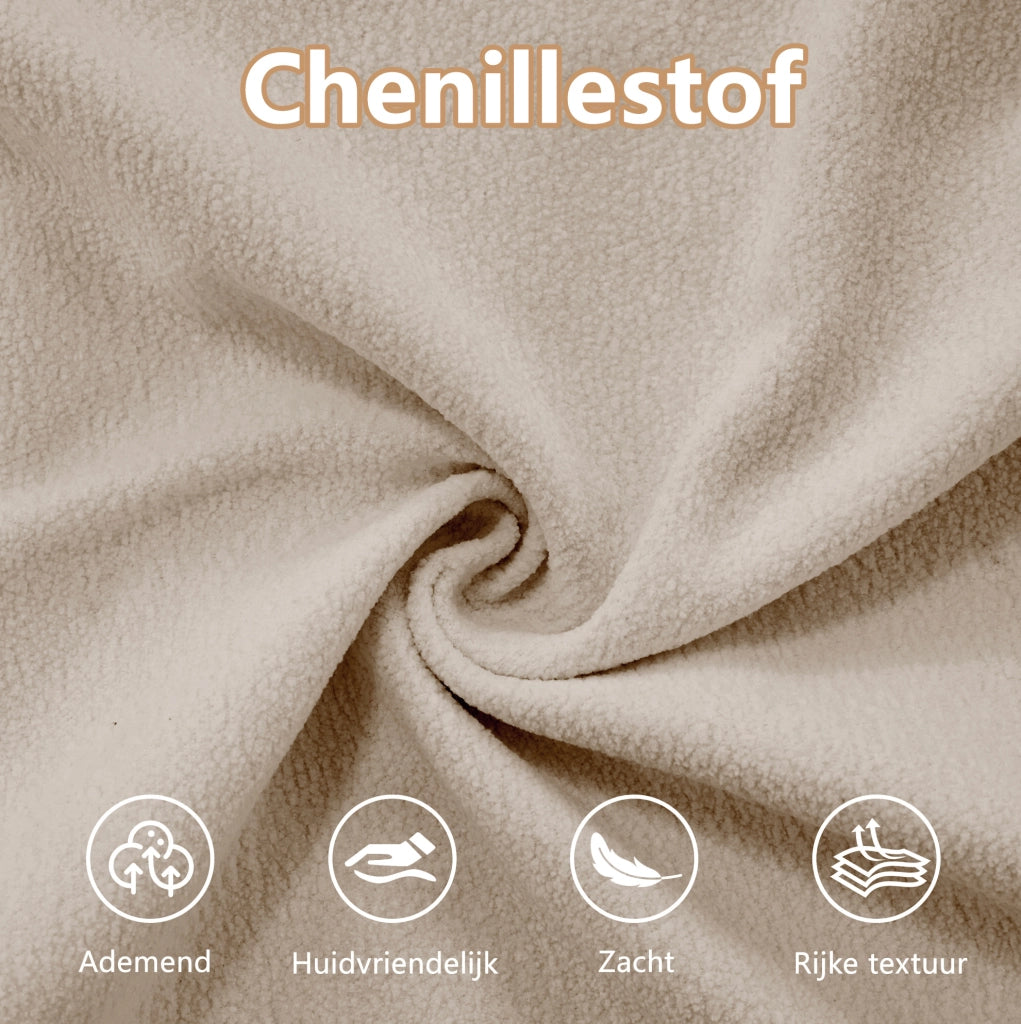 Divano modulare angolare a forma di U in chenille vintage marrone chiaro, 4 posti con pouf mobile